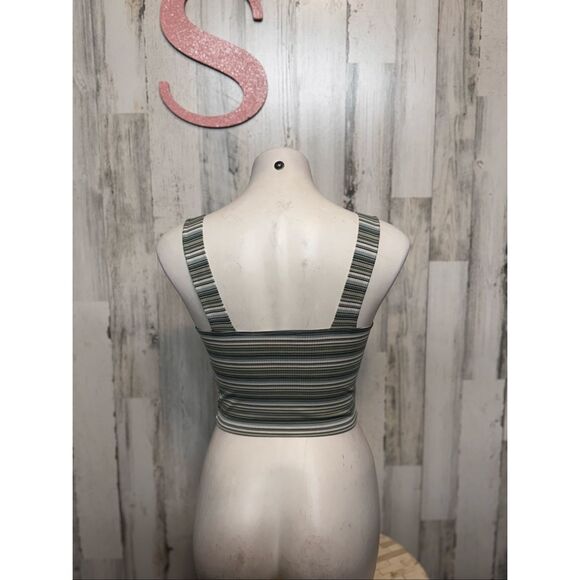 American Eagle Striped Ribbed Crop Tank | Stretchy Fitted Cami Top Size Small - Picture 3 of 6